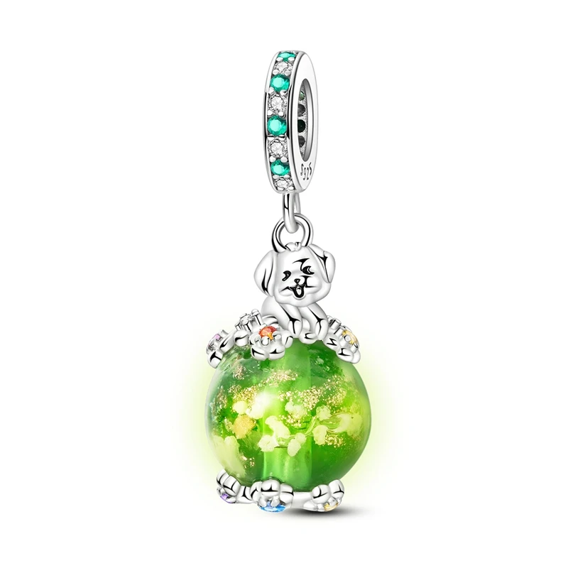 Neueste atemberaubende Charms-Perlen aus 925er-Sterlingsilber, niedliche Haustiere, baumelnder leuchtender Hund-Anhänger, passend für Original-Armbänder, DIY-Schmuck – Detail 11