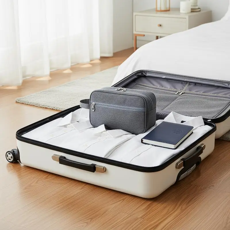 Borsa da viaggio per cosmetici da uomo, organizer da toilette in tela, custodia impermeabile per trucchi da donna, beauty case, pochette da viaggio
