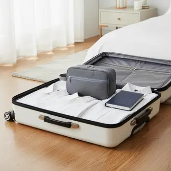 Borsa da viaggio per cosmetici da uomo, organizer da toilette in tela, custodia impermeabile per trucchi da donna, beauty case, pochette da viaggio