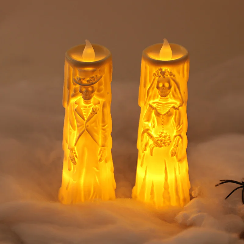 Halloween Skelett Lampe LED Leuchtende Kerze Horror Dekoration Prop Geist Bräutigam Braut Paar Lampe Ornament Halloween Dekor – Detail 3