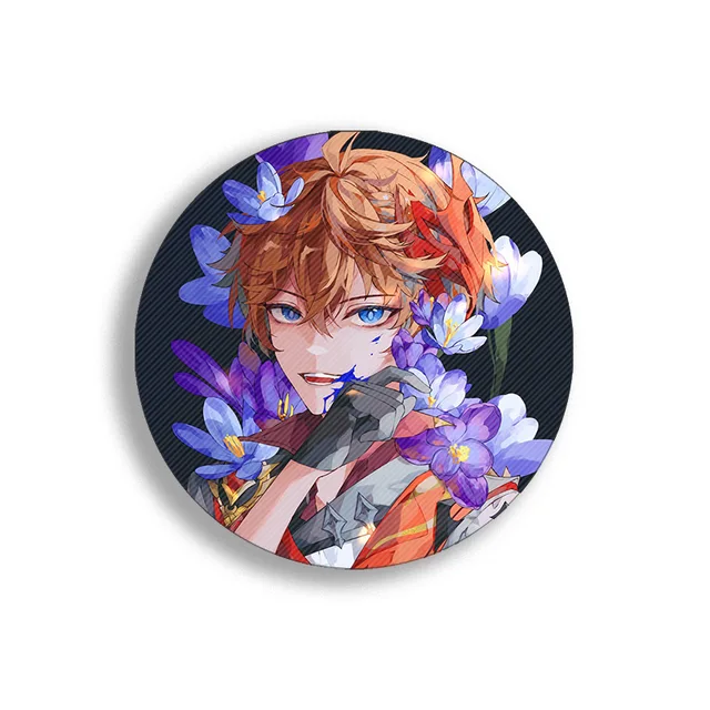 58mm Game Genshin Impact Brooch Pins Anime Badge Cosplay Yae Miko Xiao Zhongli Accessories For Clothes Backpack Decoration Gift Tartaglia