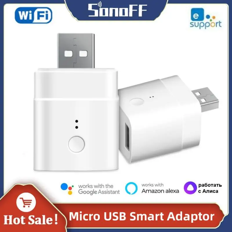

Sonoff Micro USB Smart Adaptor 5V WiFi Power Adaptor Smart Home Timing EWeLink APP Remote Control Works with Alexa Google Home