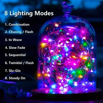 Fairy Lights Solar Garden Lights String Lights with 8 Modes Waterproof Wire Lights for Patio Yard Trees Christmas Party 3