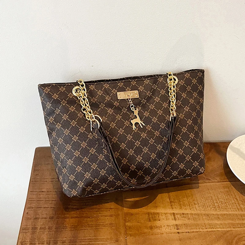 Women's Large Capacity Fashion Tote Bag Luxury Design Handbag Trendy Shoulder Purse with Printing Pattern for Shopping 10