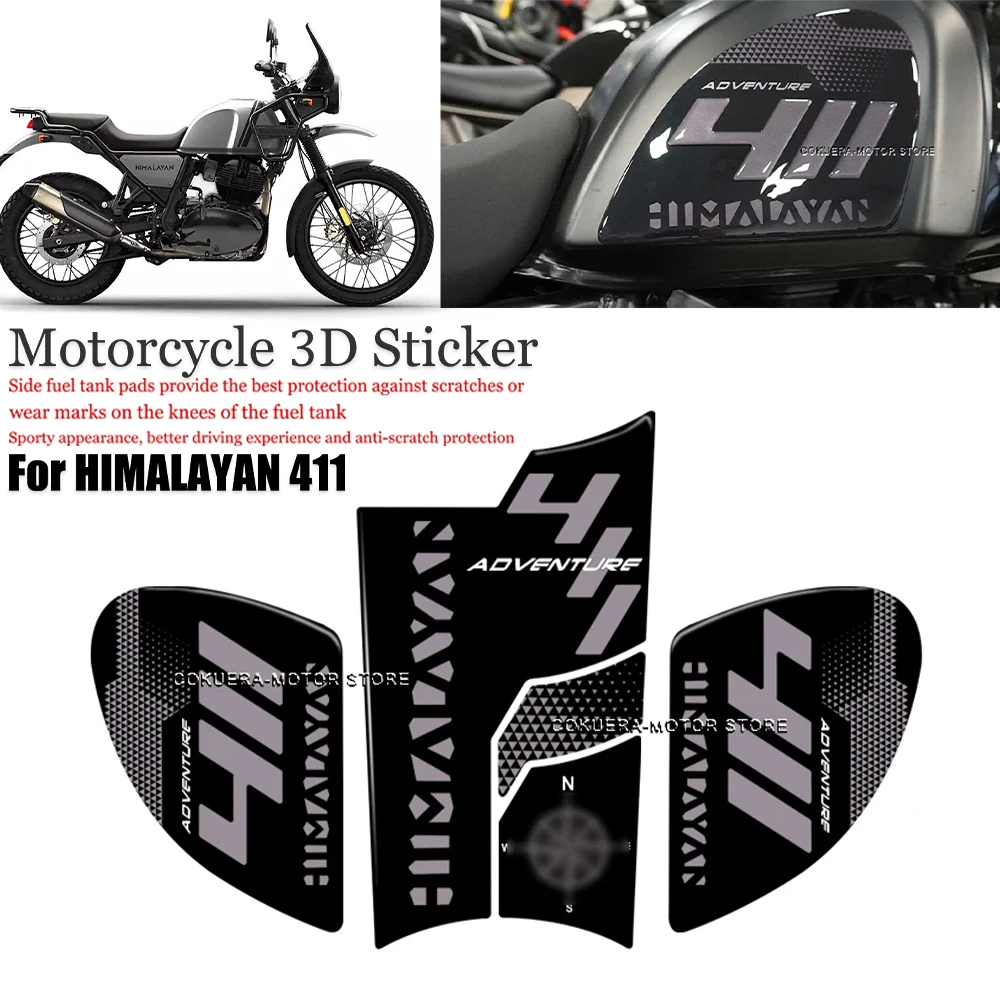 

For Himalayan 411 himalayan 411 Motorcycle Accessories Sticker 3D Tank pad Protector Cover Anti-Slip Sides