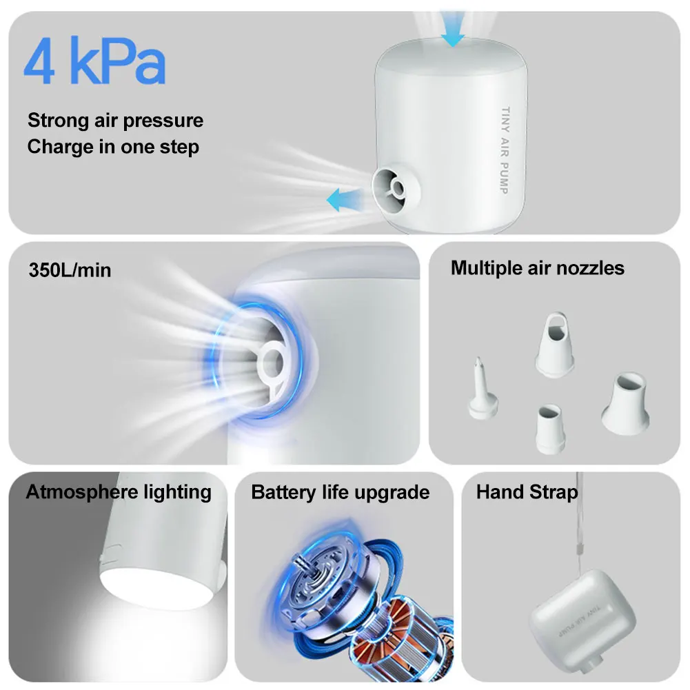 Electric Air Pump Portable Wireless Air Compressor Inflator/Deflator Pumps For Inflatable Cushions Air Beds Boat Swimming Ring