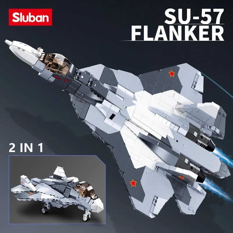 

893PCS Military SU-57 Fighter Building Block Toys Morden Airplane Fighter Jet Compatbile with Bricks Leading Brands Kids Gift