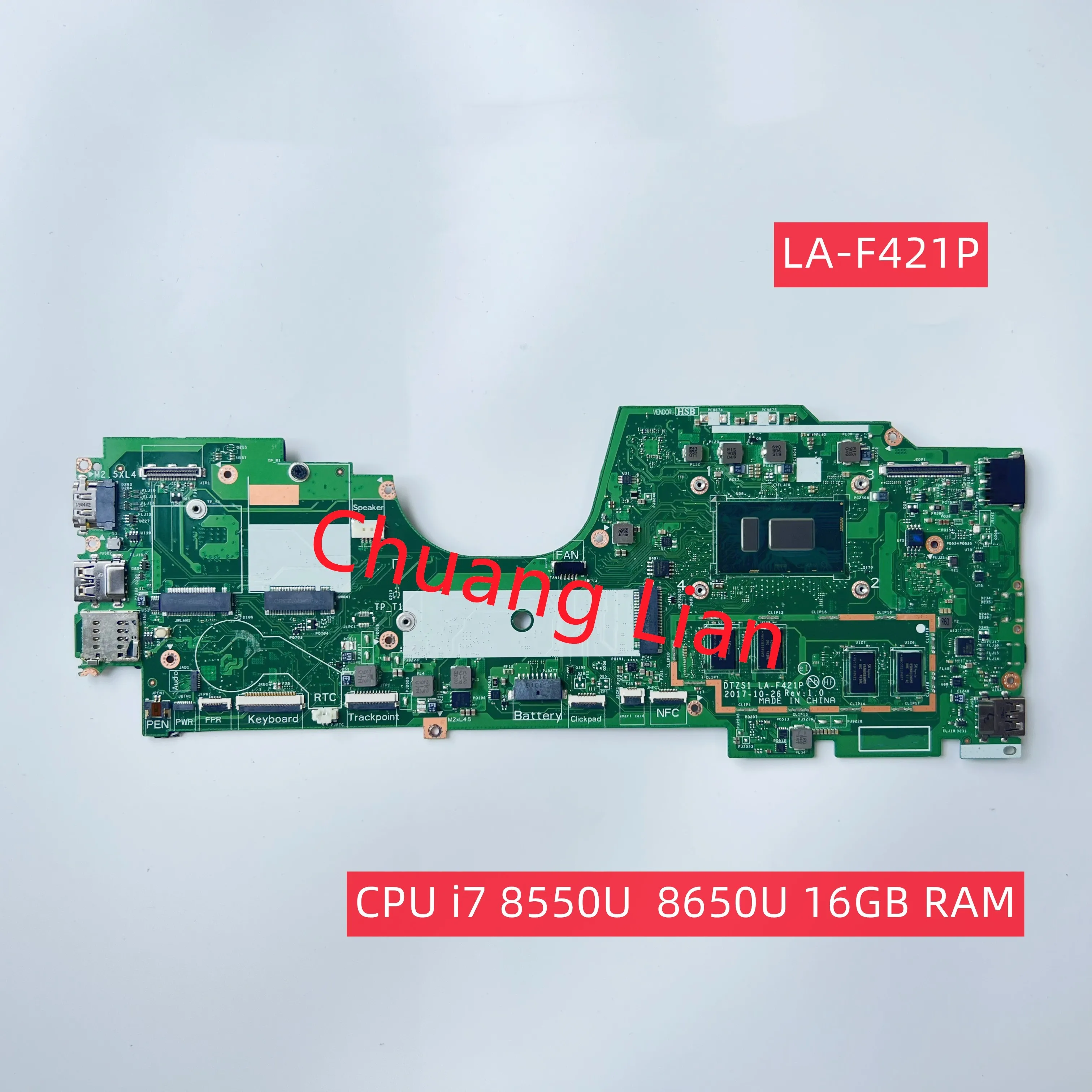 LA-F421P For Lenovo Thinkpad Yoga X380 Laptop motherboard With CPU