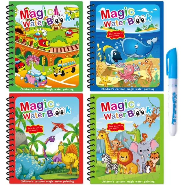 Magic Water Drawing Book Reusable Montessori Educational Toys with Pen Sensory Early Learning Gift for Toddlers 1 2 3 Year Old 1