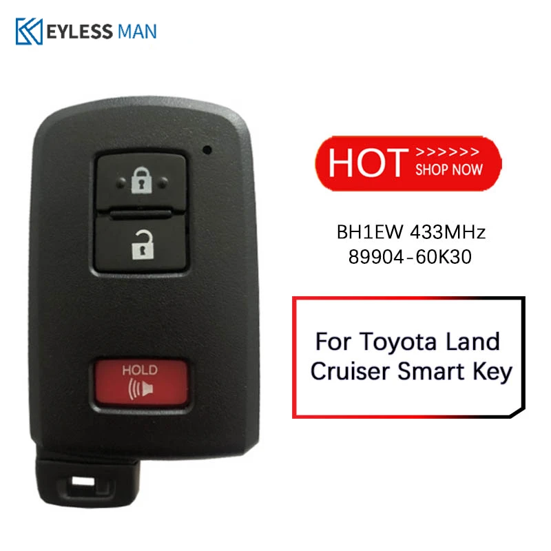 Smart Remote Car Key Fob For Toyota Land Cruiser Smart Key 3 Buttons BH1EW P1 A8 DST-AES Chip 433MHz 89904-60K30 Keyless Go
