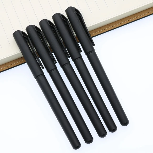 5 Pieces / Set Of Black Gel Pen Case Pen Sets Simple And Cheapest Student  Office Accessories