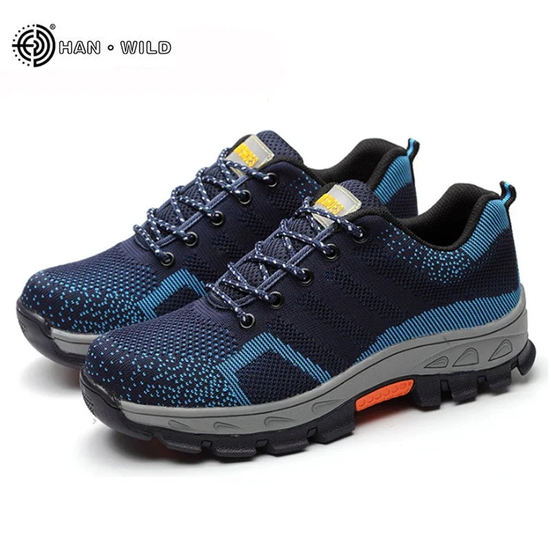 Spring Summer Work Shoes Men Fashion Mesh Breathable Steel Toe Casual Boots Labor Insurance Mens Safety Shoe