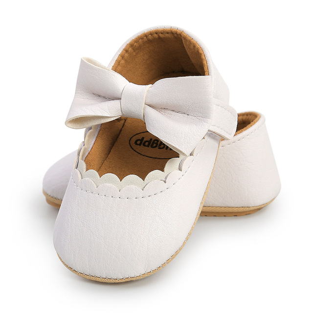 Spring Autumn Newborn First Walker Shoes Infant Toddler Bowknot Non-slip Rubber Soft-Sole Flat  Baby Bow Decor Mary Janes