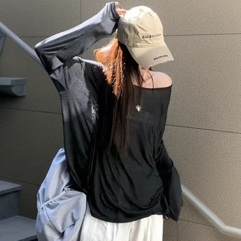 Sheer Baggy Off-Shoulder Women’s Top 1