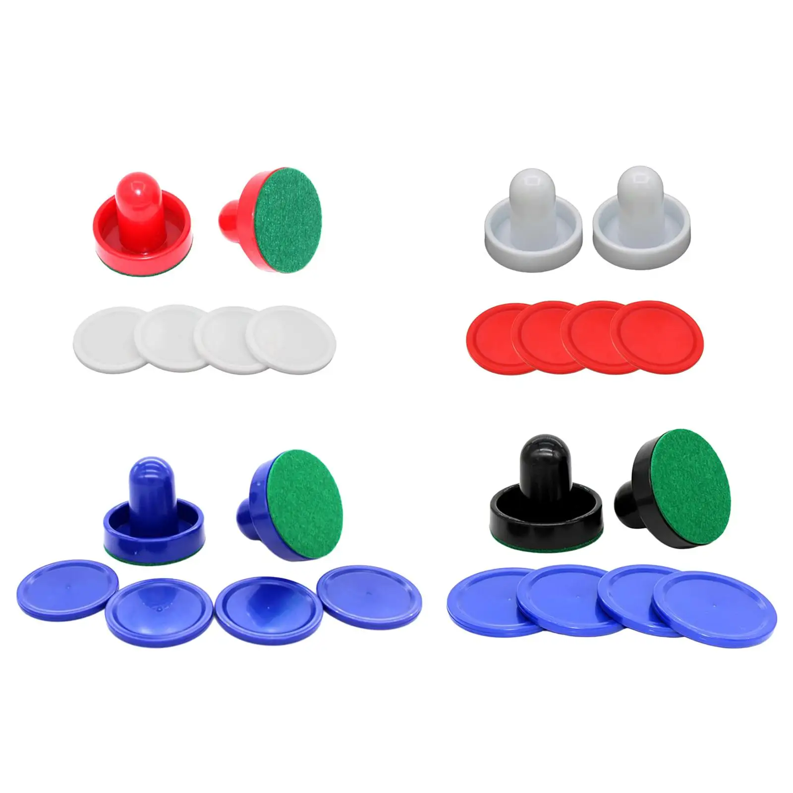 

2x Air Hockey Pushers and 4x Air Hockey Pucks Felt Goal Handles Pushers