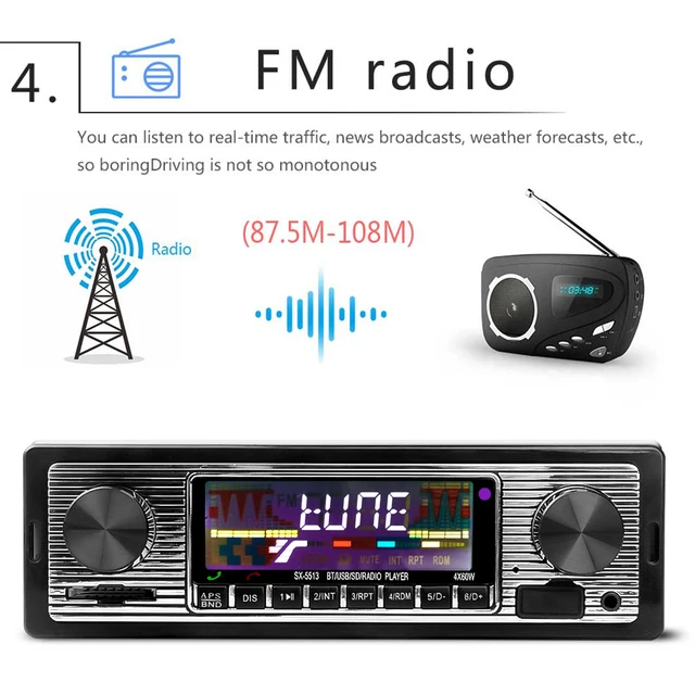 Simple Car Radio 1 din Bluetooth MP3 Multimedia Player AUX USB FM Play Vintage Stereo Audio Player With Remote Control 2