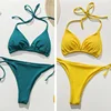2025 Lacing Sexy Swimwear Women Pad Bikini Set Beach Swimsuit Maio Biquinis Tankini Femme Mujer Banador Badpak Monokini