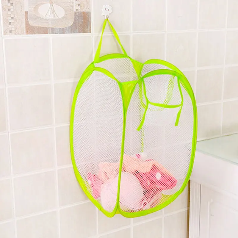 Laundry Hamper 1pc Organizer Bag Storage Toy Mesh Pop Up Square Collapsible Clothes Baskets for Dorm