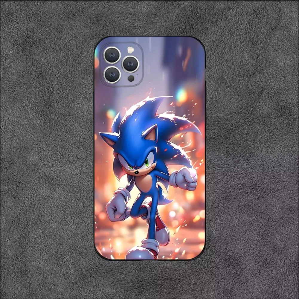 Funda de teléfono SonicS H-Hedgehog para iPhone 15, 14, 13, 12, 11, Plus, Pro Max, XS, X, XR, SE, Mini, 8, 7, funda de silicona suave negra