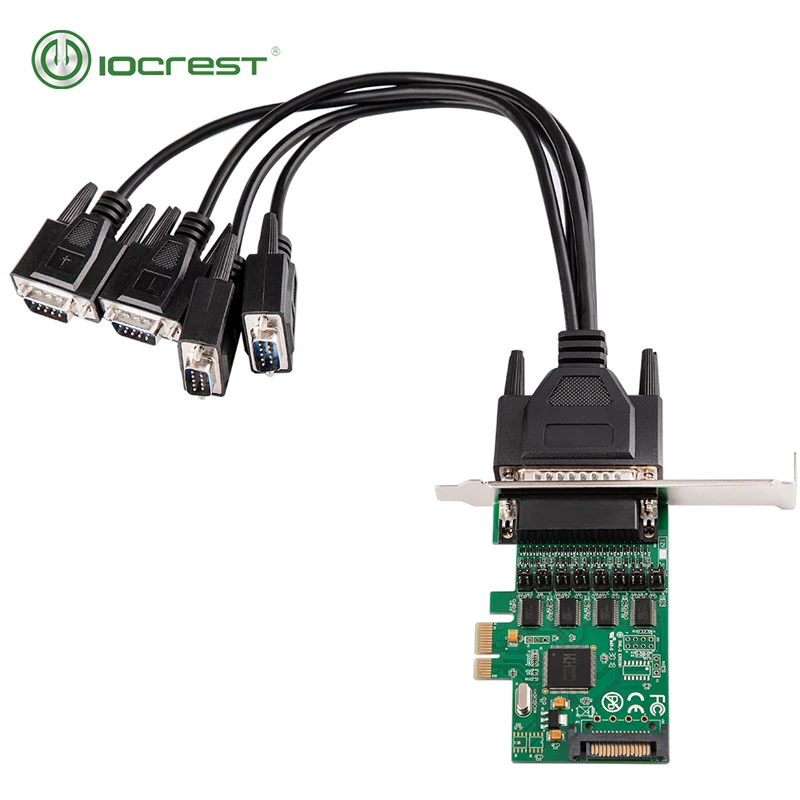 Porte Seriale Iocrest Rs232 Scheda Controller I/O Pcie X1 4 Db 9 Staffa Chipset Pci Express Wch384