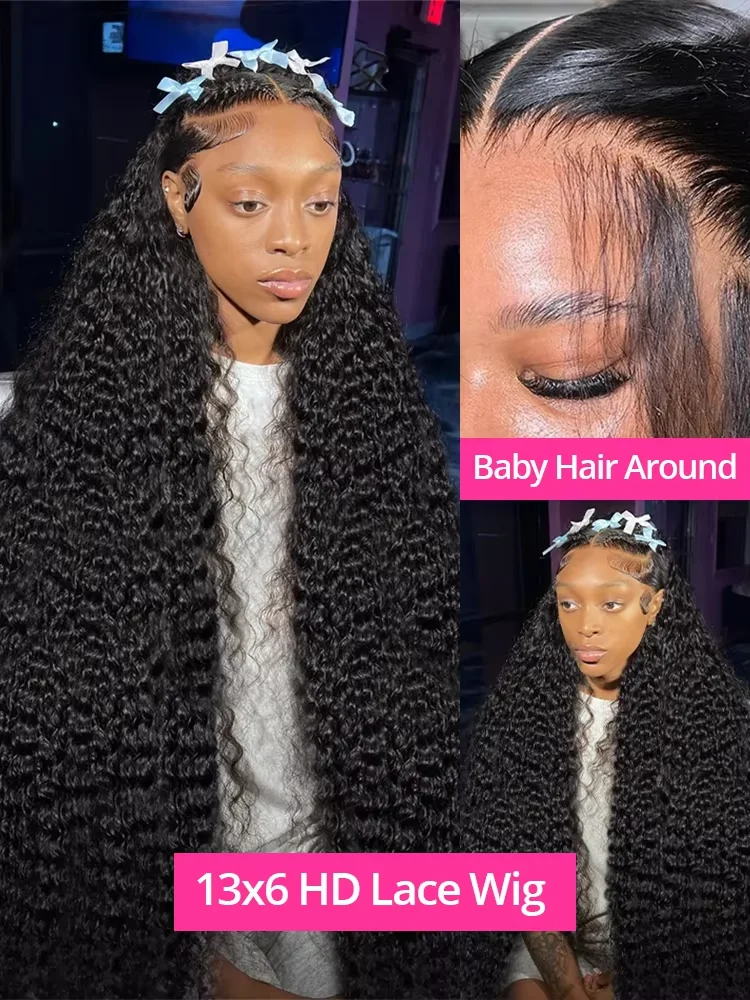 30 40 Inch Deep Wave Wigs  13x6 HD Transparent Lace Frontal Wigs Glueless Human Hair Deep Wave 13x4 Lace Front Wig For Women
