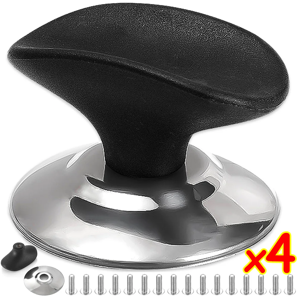 Pot Lid Handles Stainless Steel Replacement Pot Lids Knobs Heat-Resistant Wooden Holding Handle Kitchen Black Cookware Handgrip