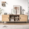 70 Inch Mid Century Modern TV Stand for 75 Inch TV, Wood TV Stand with Storage, Entertainment Center for Living Room Bedroom 3