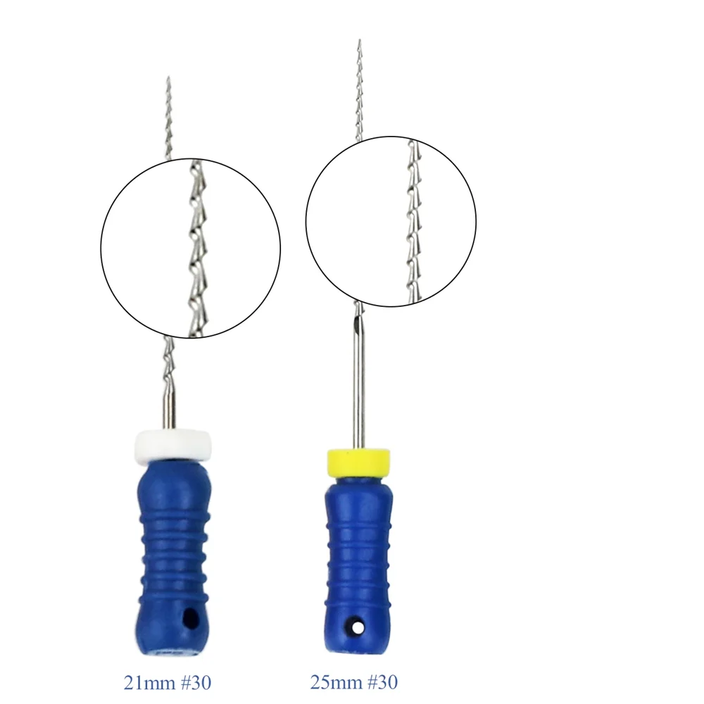 JUMTOP 6Pcs/Box Dental H Files 21mm/25mm Stainless Steel Endodontic Root Canal Files Hand Use Files Dentist Treatment Tools 6