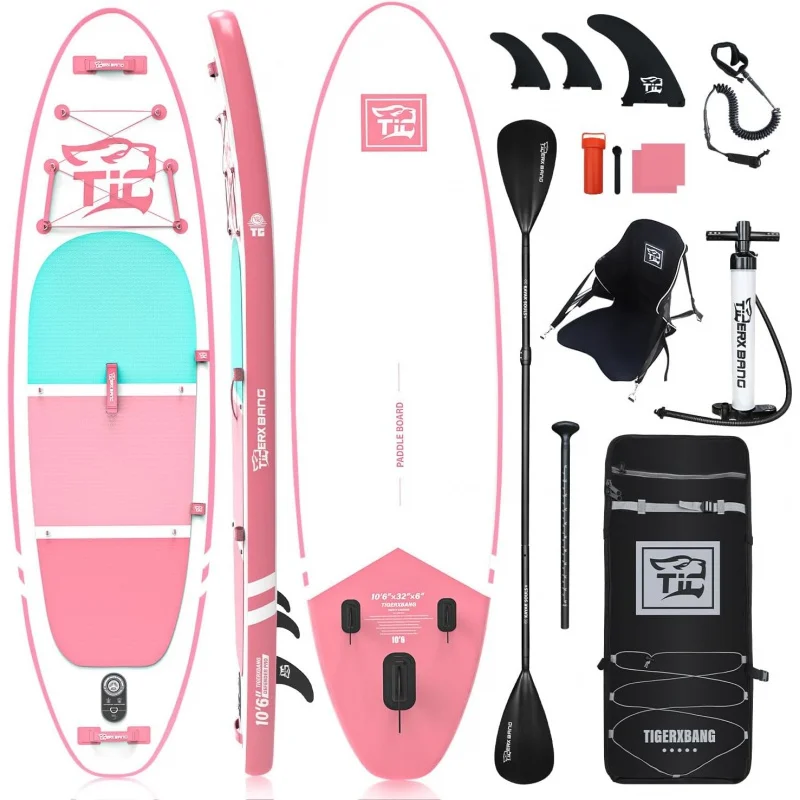 

Stand Up Paddle Boards 10'6" x 32" x 6" with Premium SUP Board Accessories, Inflatable Paddle Boards for Adults/Kids with Double