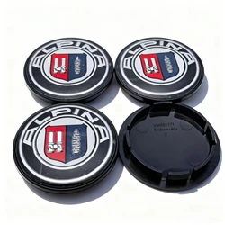 Alpina Logo Wheel Center Caps - Set of 4 Premium 65MM Dust Cover Hubcaps - 4pcs VVV65 Wheel Cap (65MM B Black Silver)