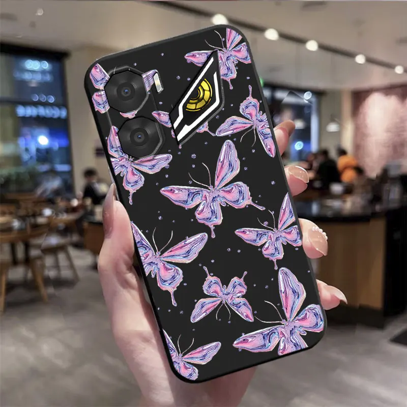 Butterfly Flower Print Shockproof Silicone Phone Case