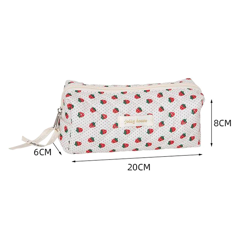 Pencil Case Korean Style Floral for Girl Soft Cotton