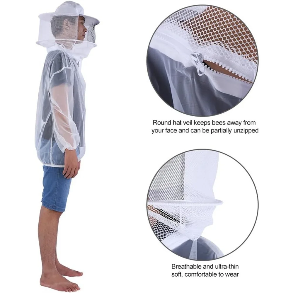 Professional Beekeeper Jacket Transparent Ultra-thin Lightweight Breathable Beekeeping Protective Suit Equipment