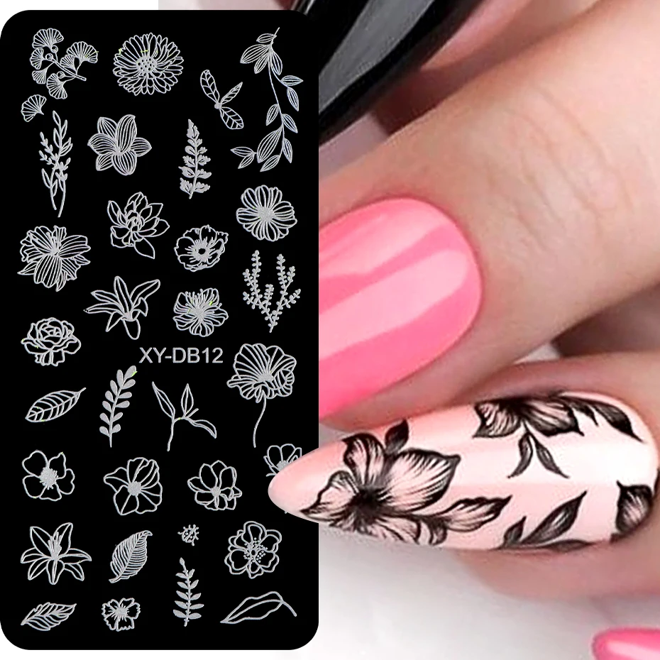 Flowers Design Mould Gel Stamping Plate Charm Embossed Nail stencil Varnish For Stamping DIY Templates Tools Manicure Products 3