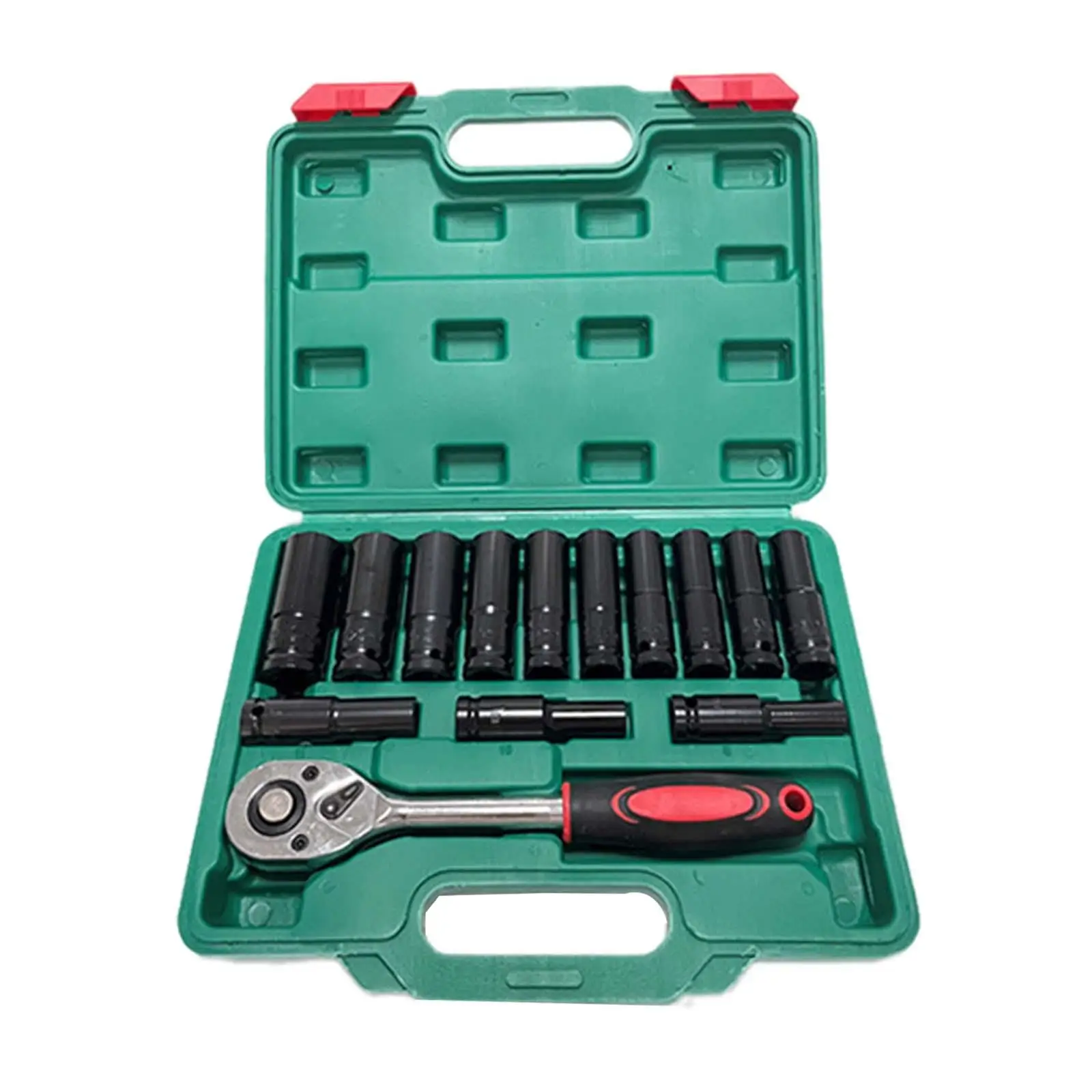 

14Pcs Ratchet Wrench Socket Set High Hardness Steel 8mm-24mm with Storage Box Heavy Duty Car Maintenance Tool Hex Socket Set