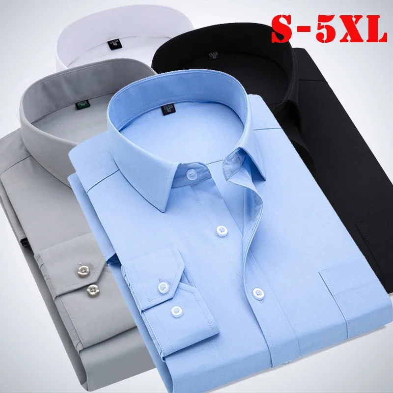 

New Mens Fashion Business Casual Shirt Slim Fit Solid Color Mens Formal Shirt Camisas De Hombre