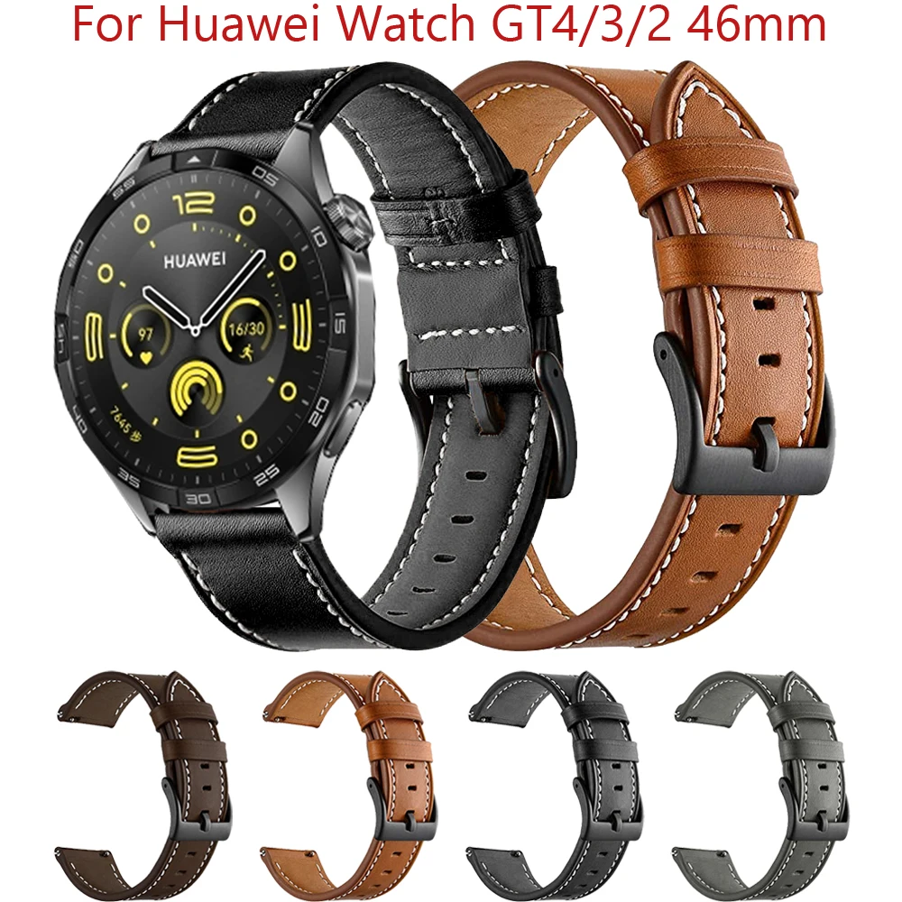 

Ремешок кожаный для Huawei Watch GT 4 GT4 46 мм, браслет для смарт-часов Huawei GT 3 2 GT3 SE GT2 Pro 46 мм, 22 мм