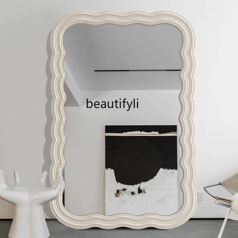 

Нордическое напольное полноразмерное зеркало для магазина одежды, волнистое туалетное зеркало неправильной формы