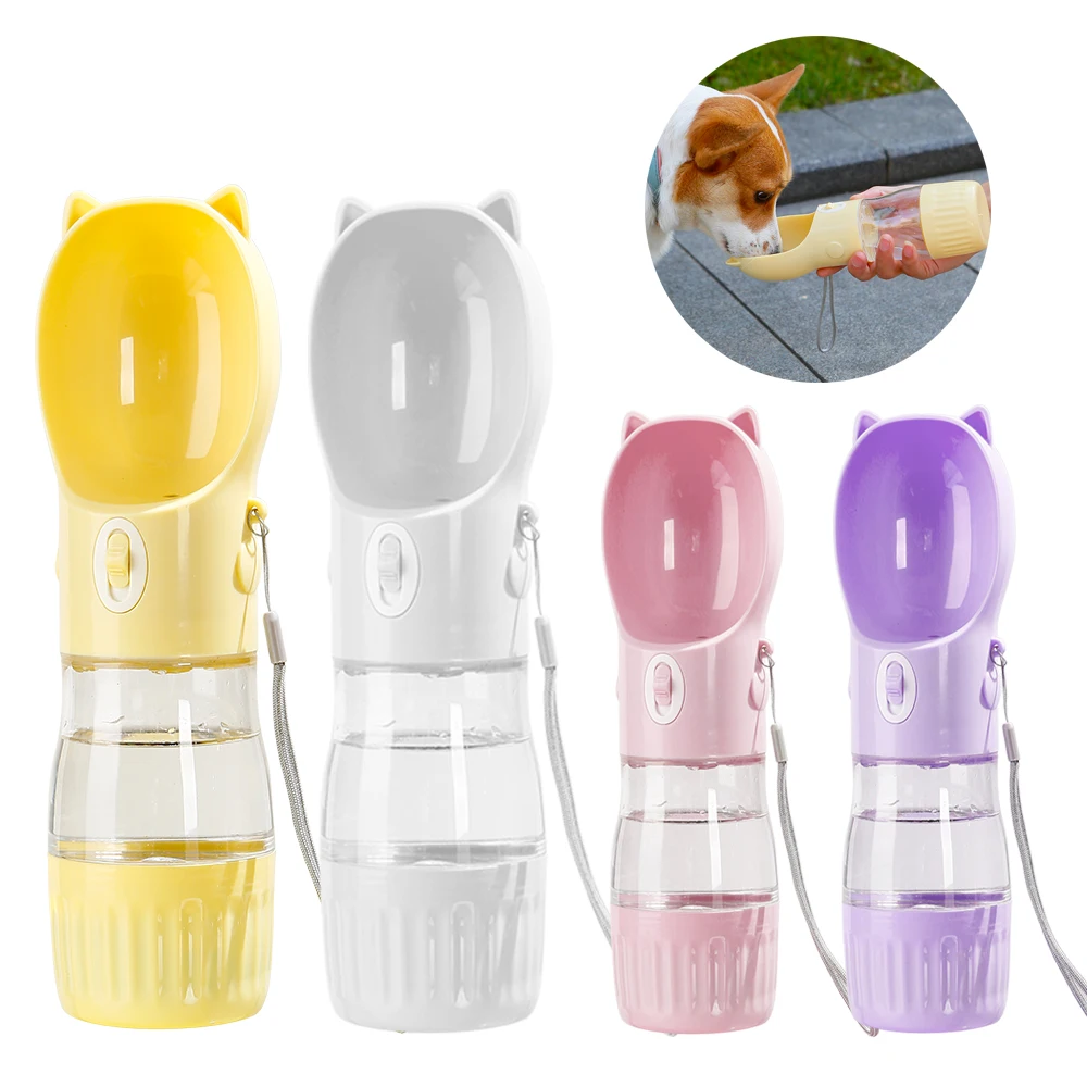 

Portable Dog Water Bottle With Food Cup For Small Large Dog Cats Outdoor Walking Drinking Feed Dispense French Bulldog Supplies