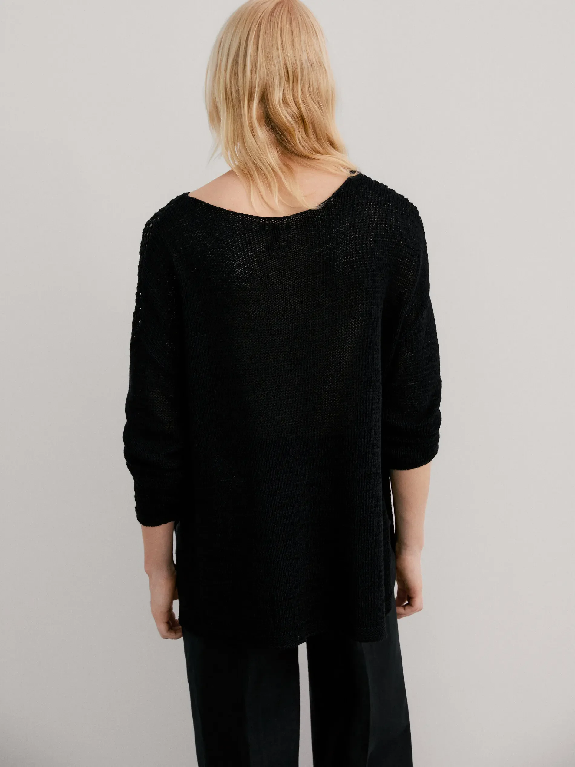 Ethereal MD 2024  autumn new style of Loose version hollow-out design sense solid color long-sleeved sweater 4