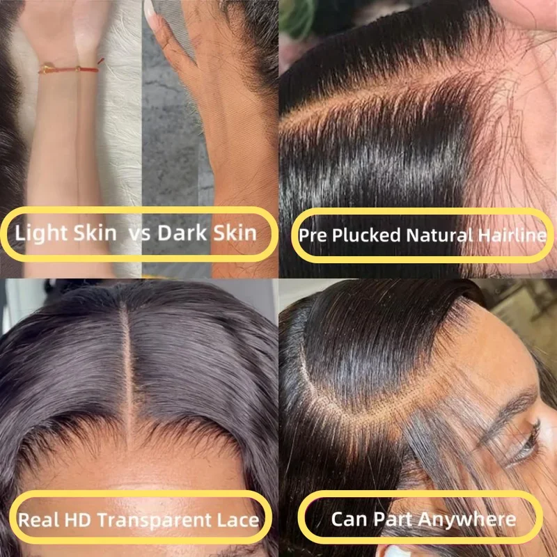 30 34 40 Inch 13x6 HD Transparent Bone Straight Lace Frontal Wigs 5x5 Glueless Wear and Go Human Hair Wig 200 Density for Women