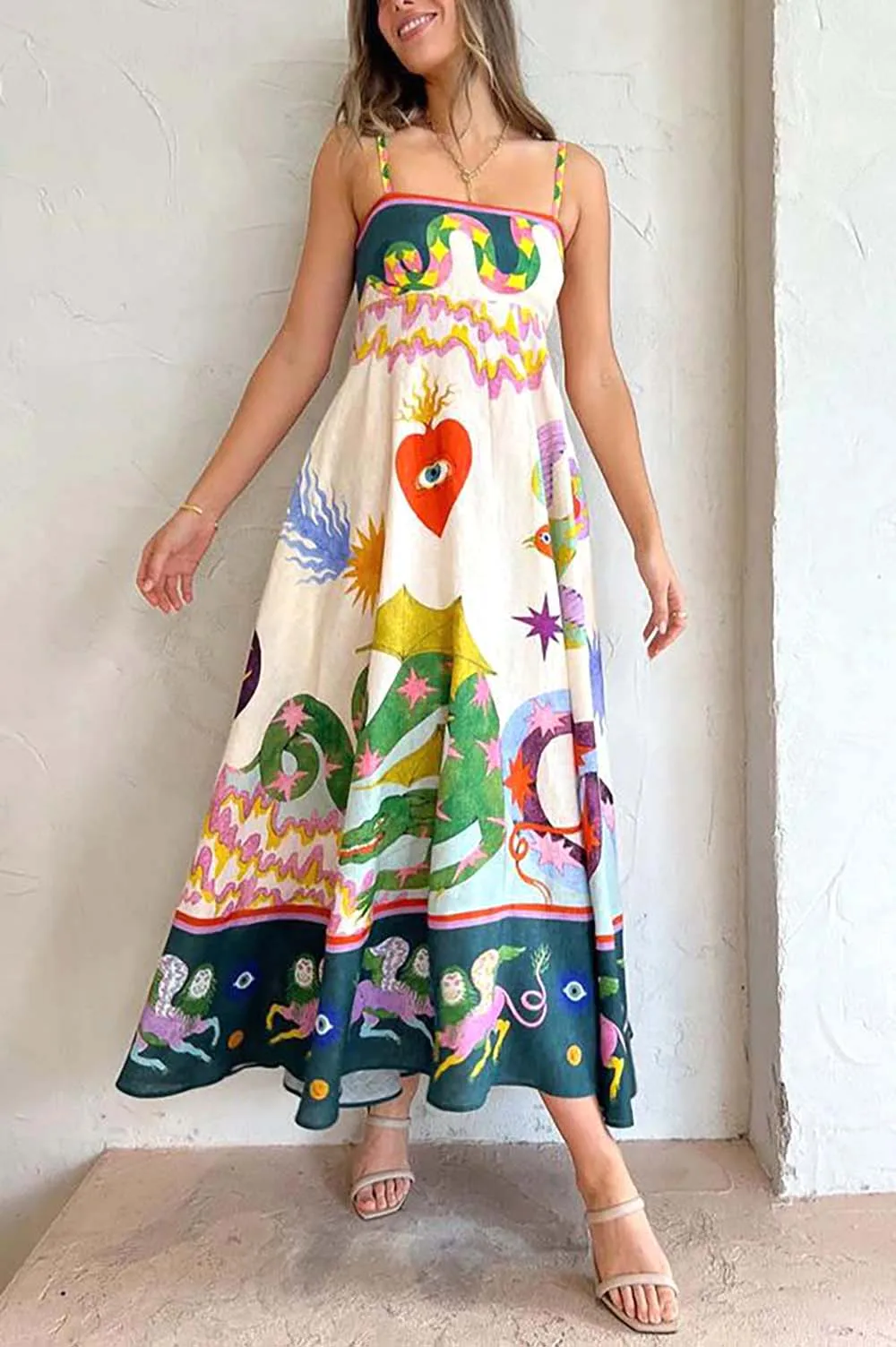 

Boho Floral Colorful Maxi Dress Ladies Bohemian Chic Fashion Style Clothing Bad Bunny Printed Kleid Outfits Dress For Woman