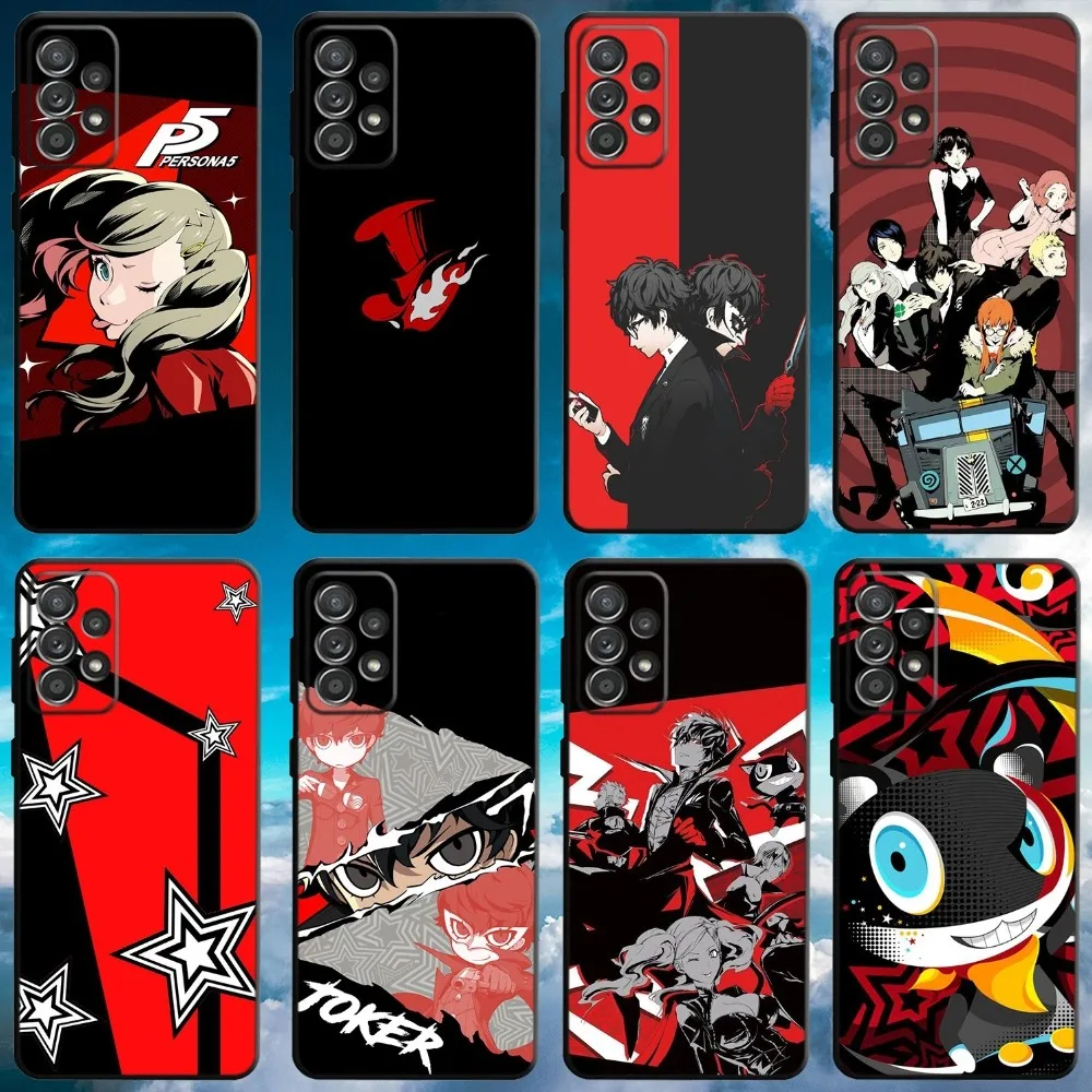 Custodia Per Telefono Game P5 P-Persona 5 Per Samsung S21,S22 Ultra,S20,S30 Plus,S22 Plus,S23,S30 Ultra 5G Cover Nera Morbida