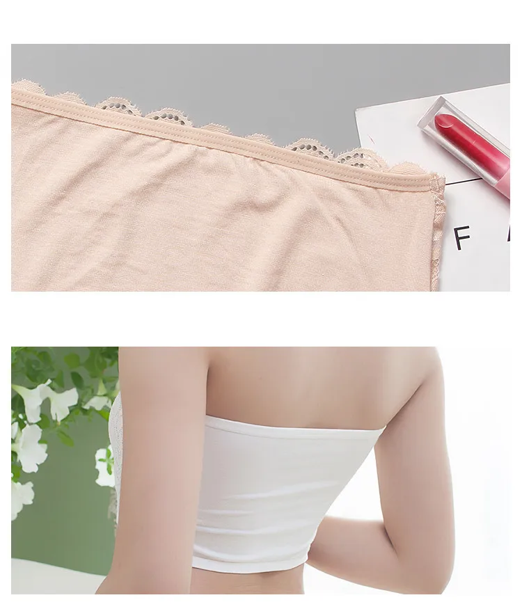 One Piece Sexy Lace Tube Tops Women Push Up Invisible Bra Intimates Strapless Bustier Bandeau Wrapped Chest Thin Bralette Top