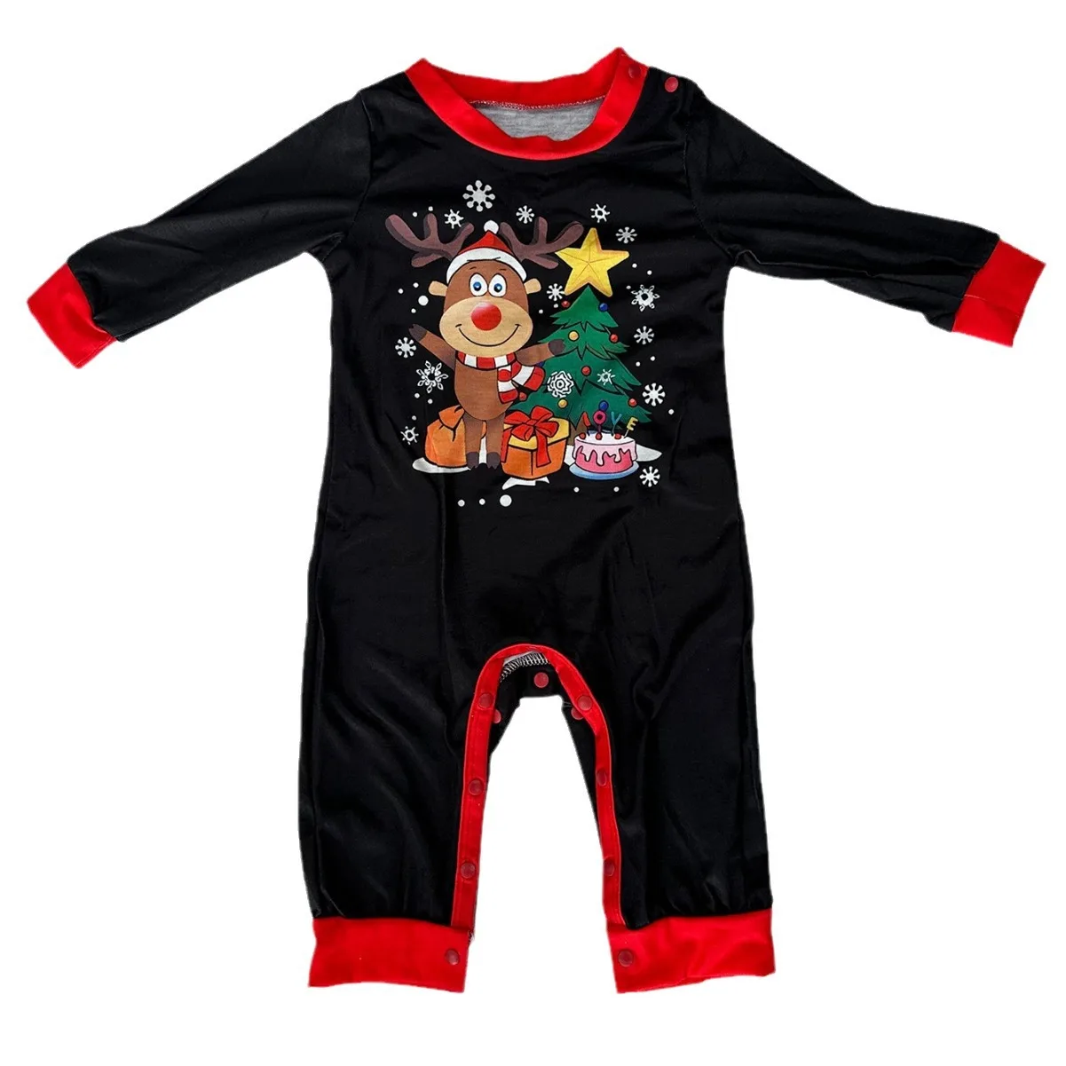 Autumn and winter cartoon elk letter Christmas tree printing family Christmas set For a family of four pajamas pants 2 pieces matching outfit matching pajamas matching sleepwear