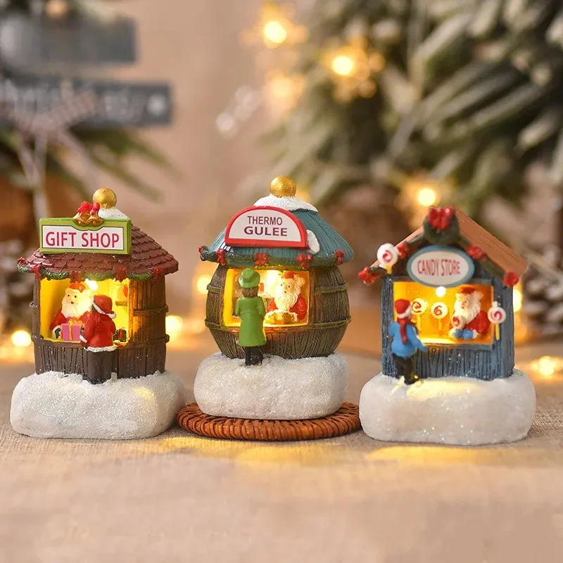 

New Christmas resin house Santa Claus shop micro-landscape resin ornaments Christmas decorations gifts