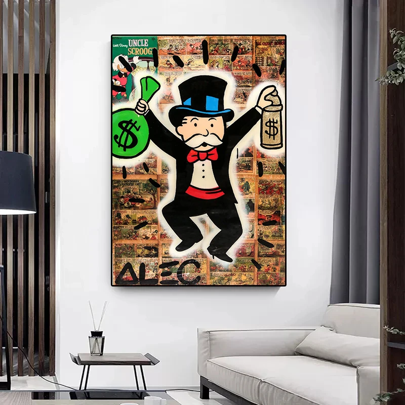 Toile Street Art Monopoly XXL 120x90 Cm - Pop Art - Impression Loft - Allemagne
