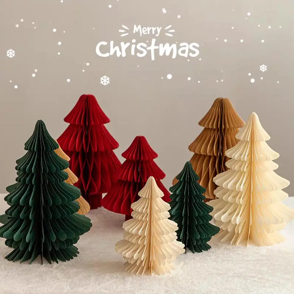 Christmas Honeycomb Ball 3D Christmas Tree Ornament Paper Hanging Xmas Decoration Party Favors Navidad New Year Kids Gift
