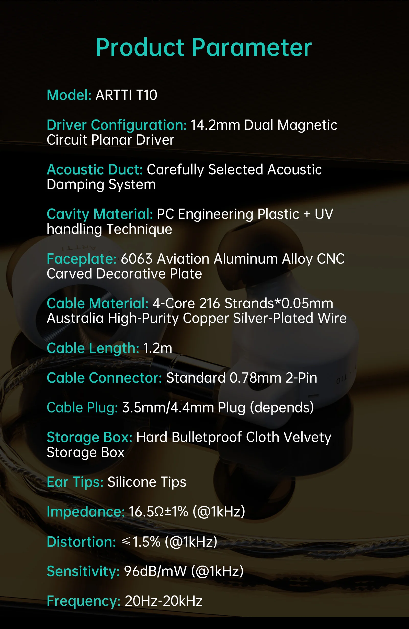 Artti T10 Wired Hifi In-ear Monitors With Planar Driver Technology_voghion.com