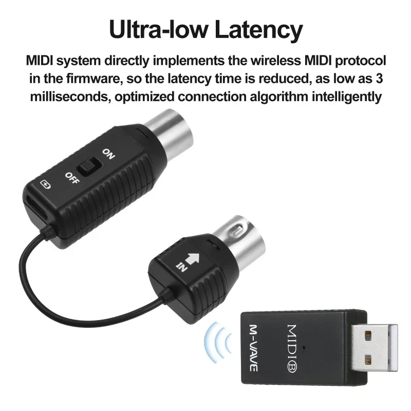 MIDI Wireless Adapter M-VAVE MS1 Mini Wireless Transmission System MIDI System Plu Play Devices Interface